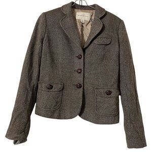 Banana Republic Women's Wool Blend Cropped Blazer in Brown Tweed Sz 4 Outlander